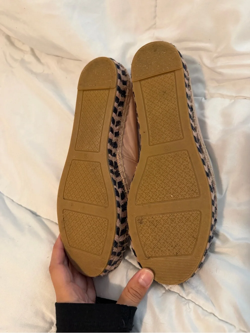 Tory Burch Platform Nudey Pink and Black Espadrille Flats